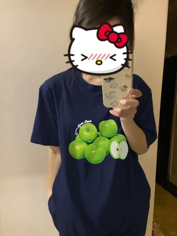 220克純棉美式短袖t恤女夏季甜妹寬鬆圓領上衣