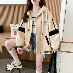 Photographed 2025 Spring and Autumn New Style Cotton Blends Loose Casual Matchable Korean Design Outerwear Baseball Shirts Sweatshirts for Women