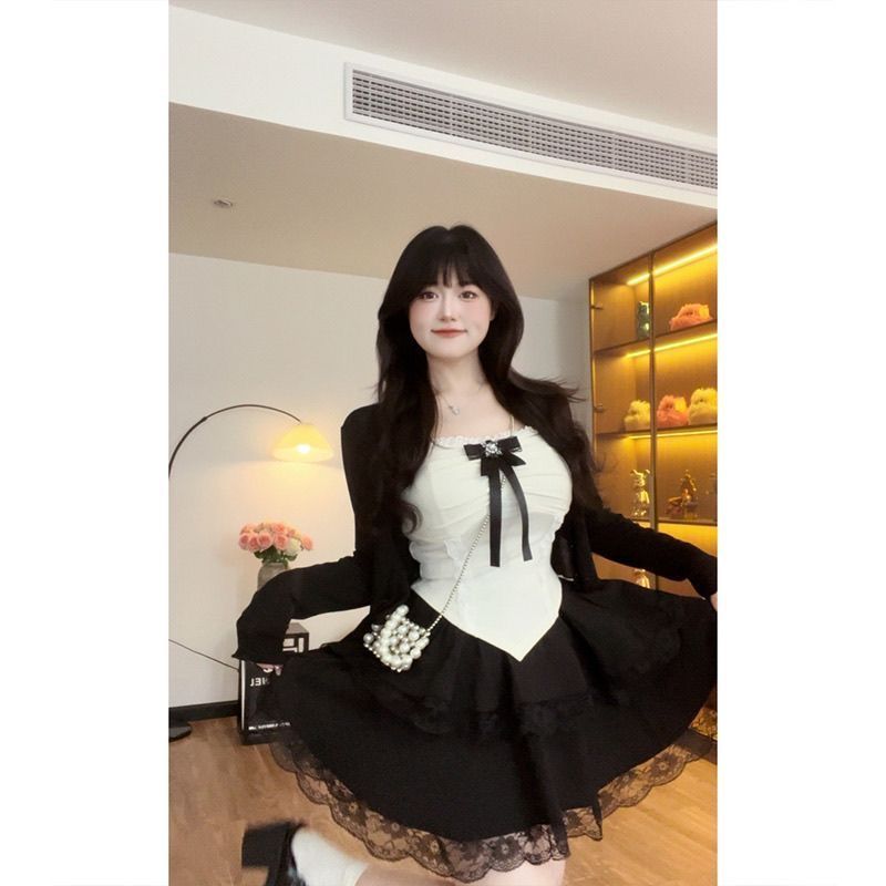 夏季新款微胖mm顯瘦法式純欲氣質修身辣妹吊帶防曬開衫三件套女