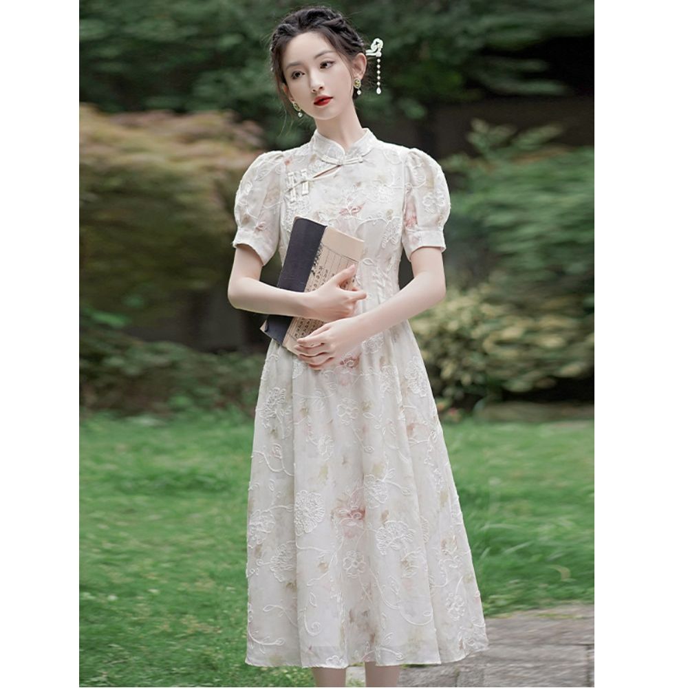 日常國風女裝夏季新款旗袍高級感新中式連衣裙改良年輕款少女裙子