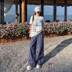 Real shot of 2025 spring fashion trend casual pants for women high waist drooping wide-leg pants