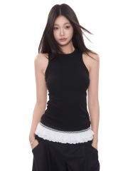 WITHMIN 吊帶背心夏辣妹性感露背修身顯瘦無袖上衣女白色t恤女裝