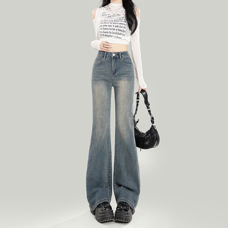 Real shot of 2025 spring fashion trend casual pants for women high waisted flared pants