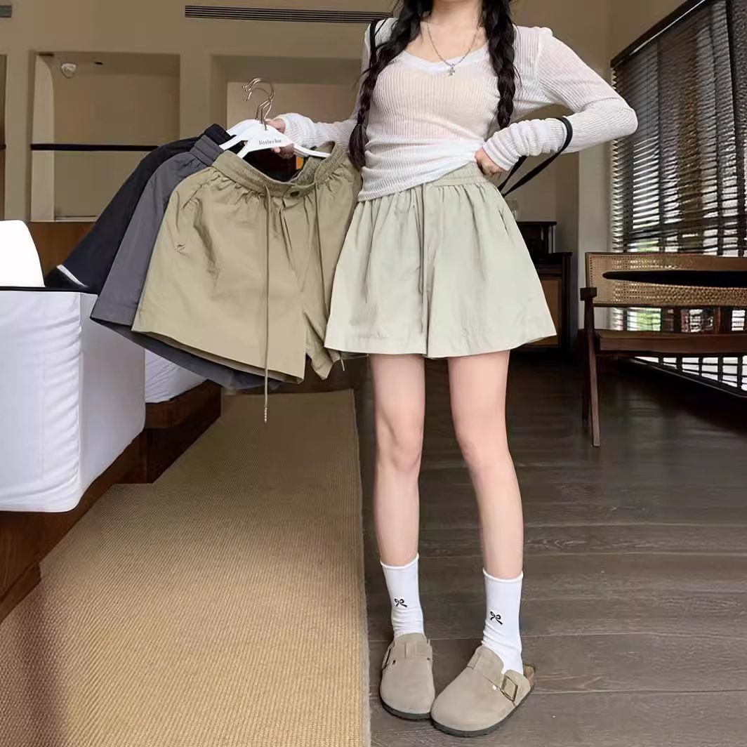 闊腿工裝短褲女夏季2025新款高腰寬鬆A字休閒小個子直筒熱褲褲子
