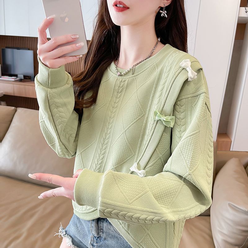 實拍2025春秋新款提花短款小個子不規則長袖設計感上衣外套衛衣女