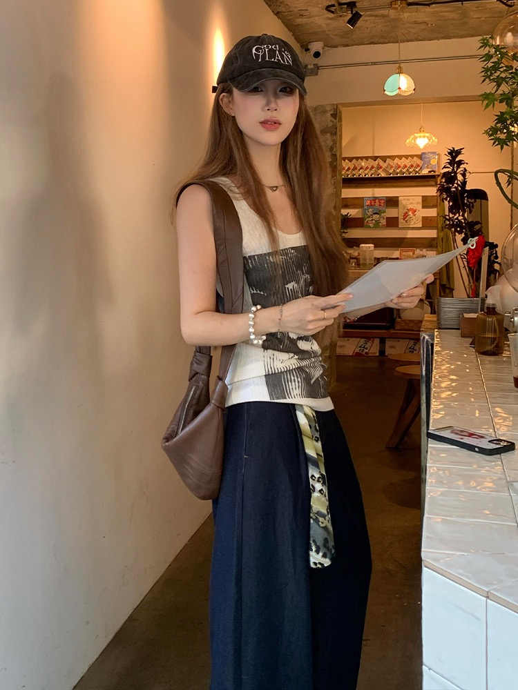 260g American retro sleeveless vest for summer wear inside and outside wearing T-shirt vest vest vest vest