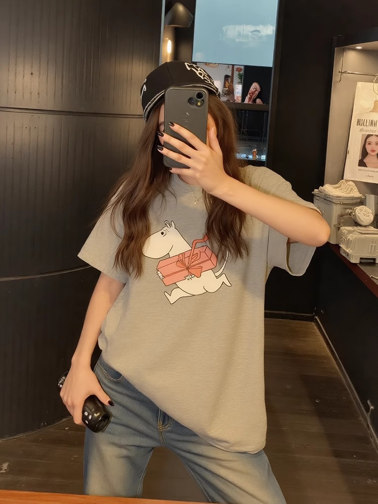 High-quality pure cotton 200g 100% cotton combed tight high-quality workmanship short-sleeved T-shirt for women