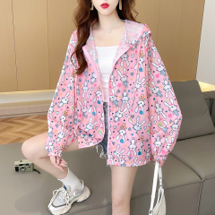 實拍2025夏季寬鬆休閒洋氣百搭薄款拉鏈開衫防曬服外套女