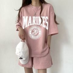 休閒減齡短袖短褲時尚鹽系兩件套套裝女2025年新款