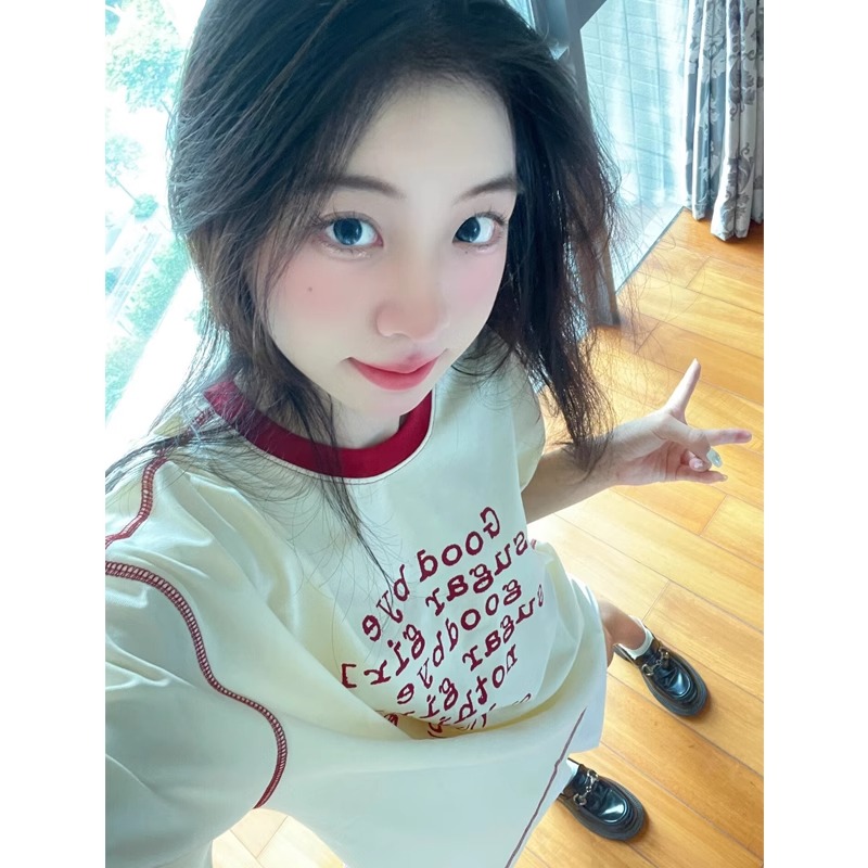打網+印花21支超爽棉210克240斤特大碼設計感港風潮牌短袖