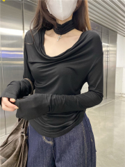 Real photo of women's 2025 spring new slim fit slim design backless top
