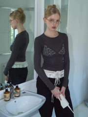 MUSEWEEK * 新款豹紋印花圓領修身顯瘦親膚柔軟上衣打底長袖T恤