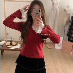 純色不規則斜肩毛衣女2025初秋冬新款露肩針織衫韓系穿搭chic上衣