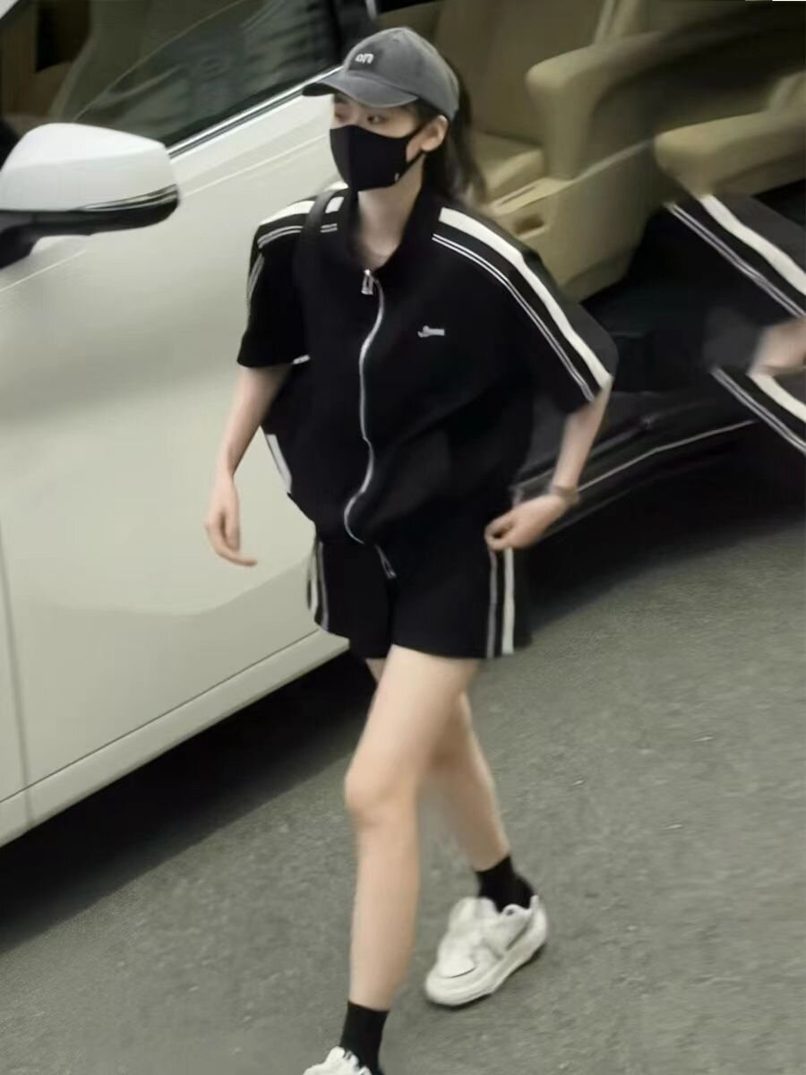 炸街時尚運動服套裝女夏季學生韓版寬鬆短袖短褲休閒兩件套跑步潮