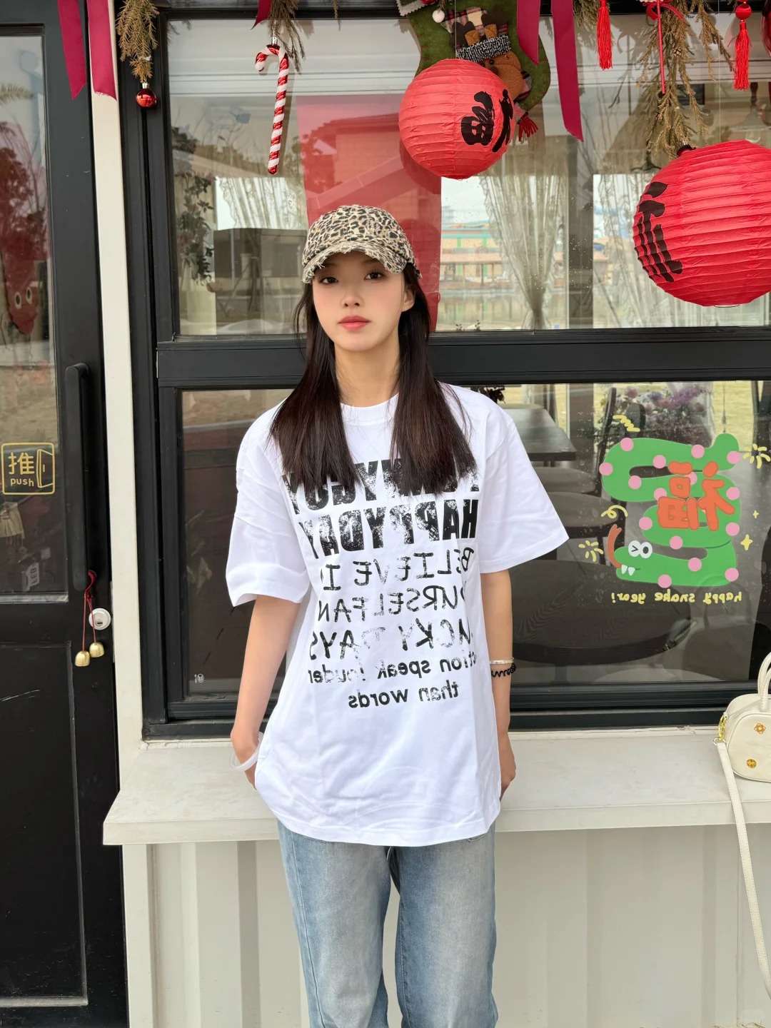 220g pure cotton American short-sleeved T-shirt for women's summer sweet girl loose round neck top