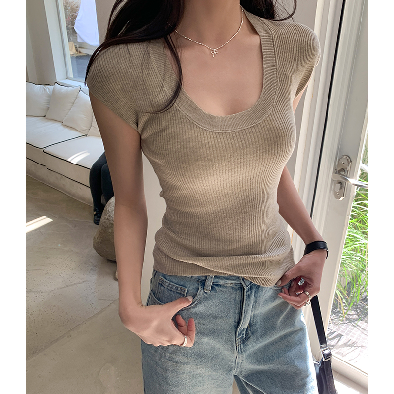 U-neck sweater for women in summer 2025 new slim and versatile temperament sleeveless top trendy