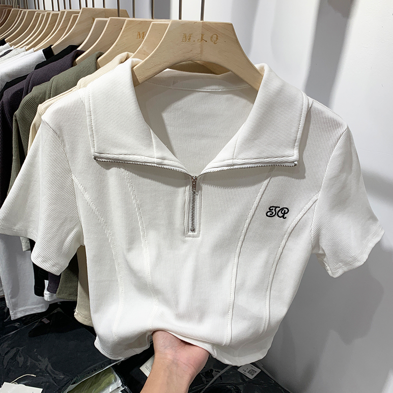 大碼女裝40支92棉8氨綸質量Polo衫短袖T恤女 M-4XL