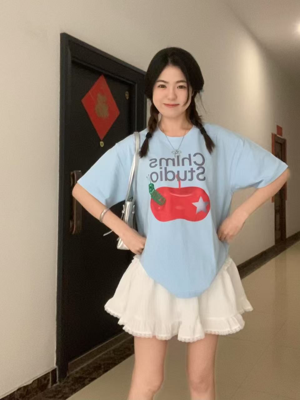 High-quality pure cotton 200g 100% cotton combed tight high-quality workmanship short-sleeved T-shirt for women