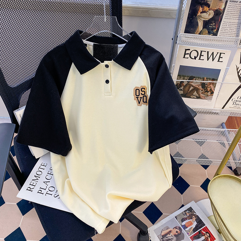 實拍 220g珠地面料 夏季Polo領短袖T恤男女寬鬆300斤休閒體恤上衣