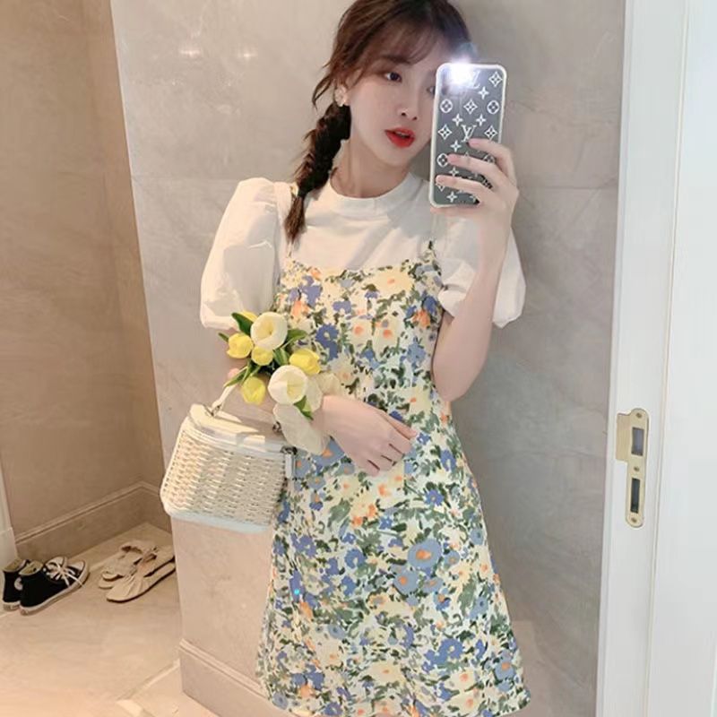 格子連衣裙印花吊帶裙沙灘裙超仙海邊美式辣妹連衣裙高個子長裙