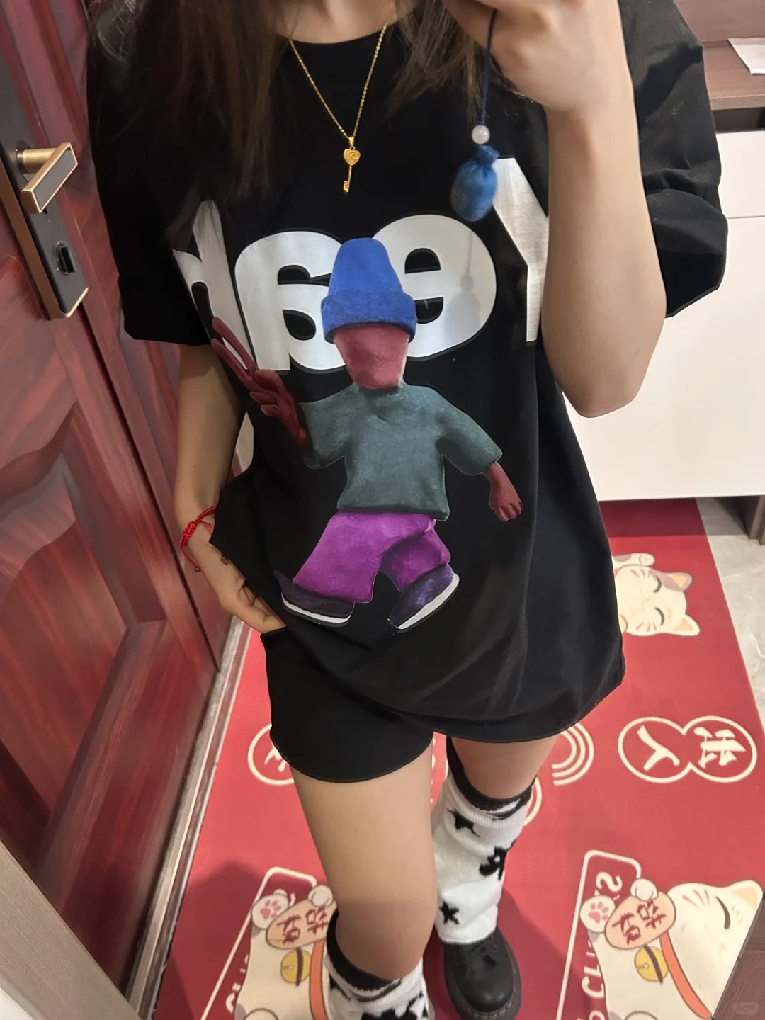 220g pure cotton American short-sleeved T-shirt for women's summer sweet girl loose round neck top