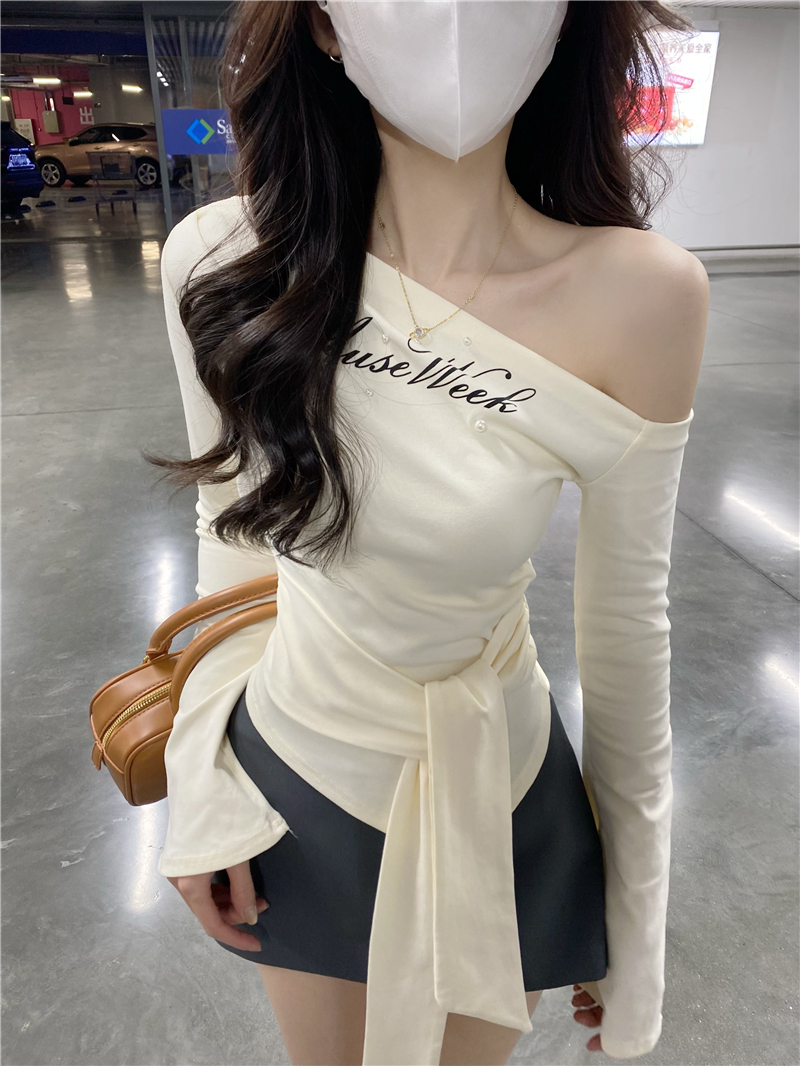 Real shot: New skin-friendly elastic slim pearl lace top with base
