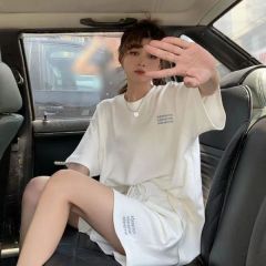 2025夏新款一整套寬鬆韓版短褲T恤兩件套百搭休閒運動潮流套裝女