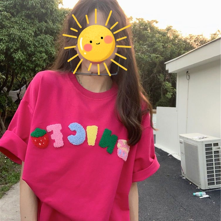 21支210g精梳純棉 夏季獨特設計感小眾短袖t恤女寬鬆情侶潮牌體恤