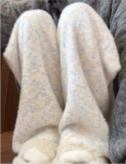 -Official Photo Rainbow Jacquard Spring 2025 new high-waisted soft and glutinous casual knitted wide-leg pants