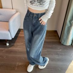 Starry sky pattern jeans women's spring and summer clothing 2025 new small high-waisted slim straight loose wide-leg pants