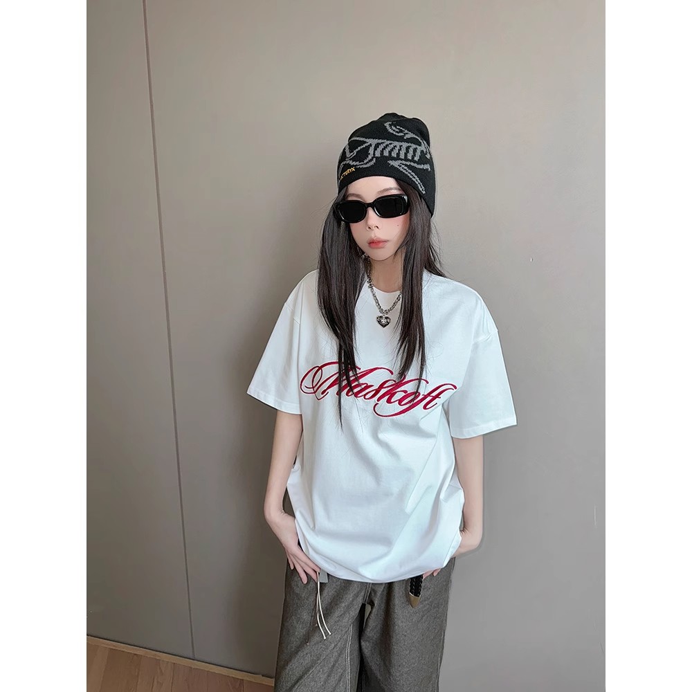 220克純棉美式印花短袖t恤女2025夏季新款寬鬆圓領上衣