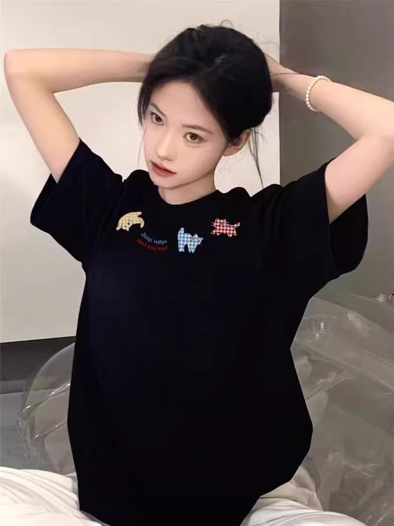 High-quality pure cotton 200g 100% cotton combed tight high-quality workmanship short-sleeved T-shirt for women