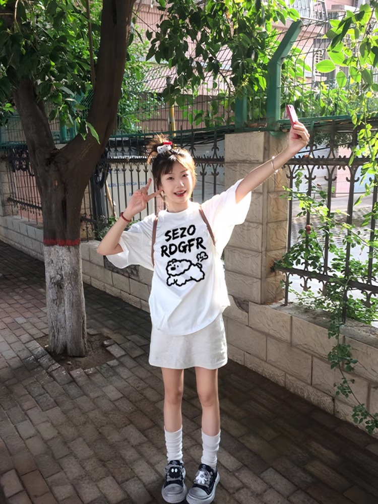 High-quality pure cotton 200g 100% cotton combed tight high-quality workmanship short-sleeved T-shirt for women