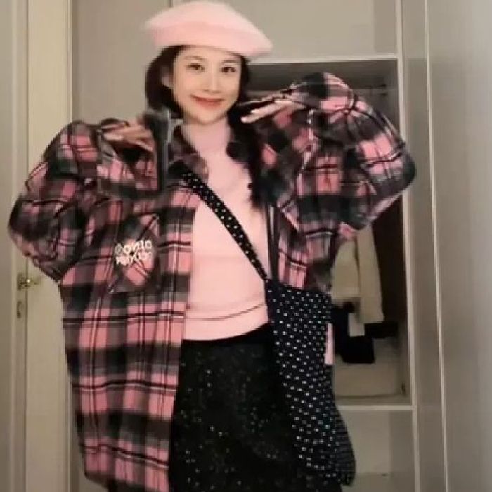 春秋新款美式復古甜酷格子長袖襯衫女設計感小眾寬鬆2025襯衫外套