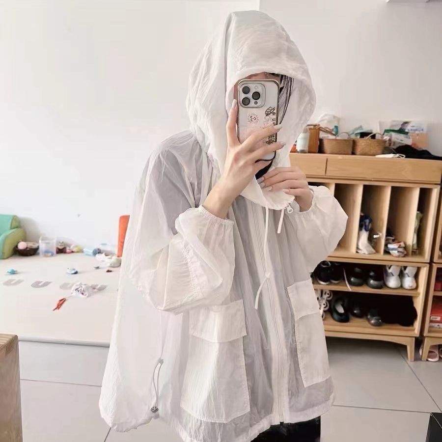 防曬衣女款夏季2025新款透氣外穿薄款白色寬鬆小個子防曬服短外套