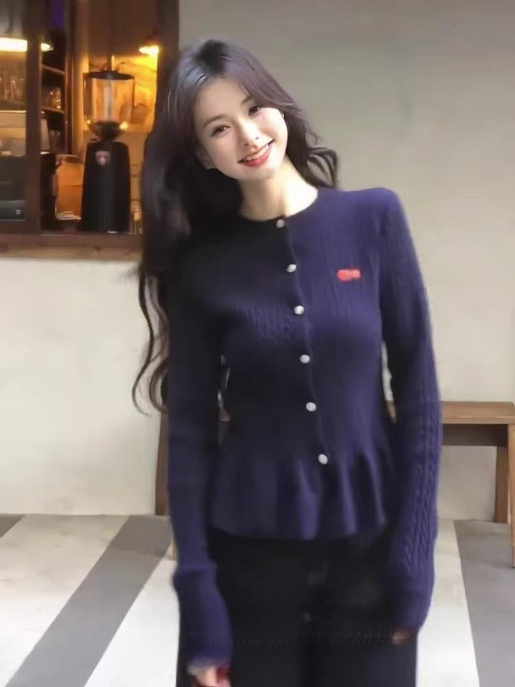 溫柔風麻花針織開衫女秋冬韓系穿搭毛衣外套修身收腰裙擺短款上衣