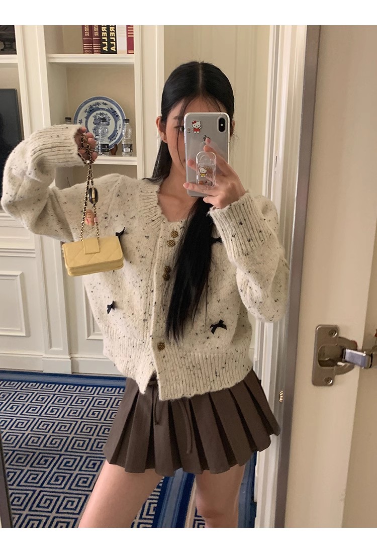 小香風針織衫女秋季2025新款上衣外套短款小眾外搭毛衣開衫