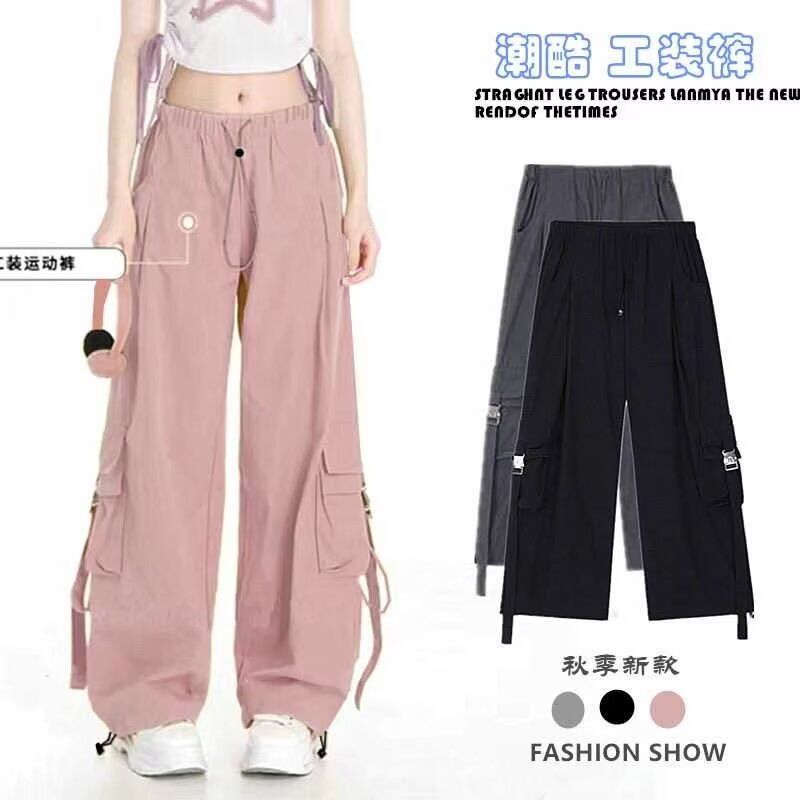 American retro overalls for men and women large pocket casual pants new summer small straight wide-leg pants trousers