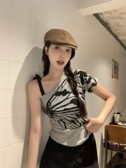 Shipped Modal fabric 260g off-shoulder suspender T-shirt hot girl top