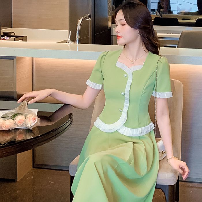 2025夏季新款高級感小香風微胖減齡兩件套潮赫本海邊度假長裙