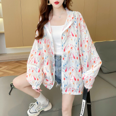 實拍2025夏季寬鬆休閒洋氣百搭薄款拉鏈開衫防曬服外套女