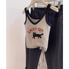 帶胸墊40支210克92棉8氨綸v領針織吊帶帶胸墊女上衣