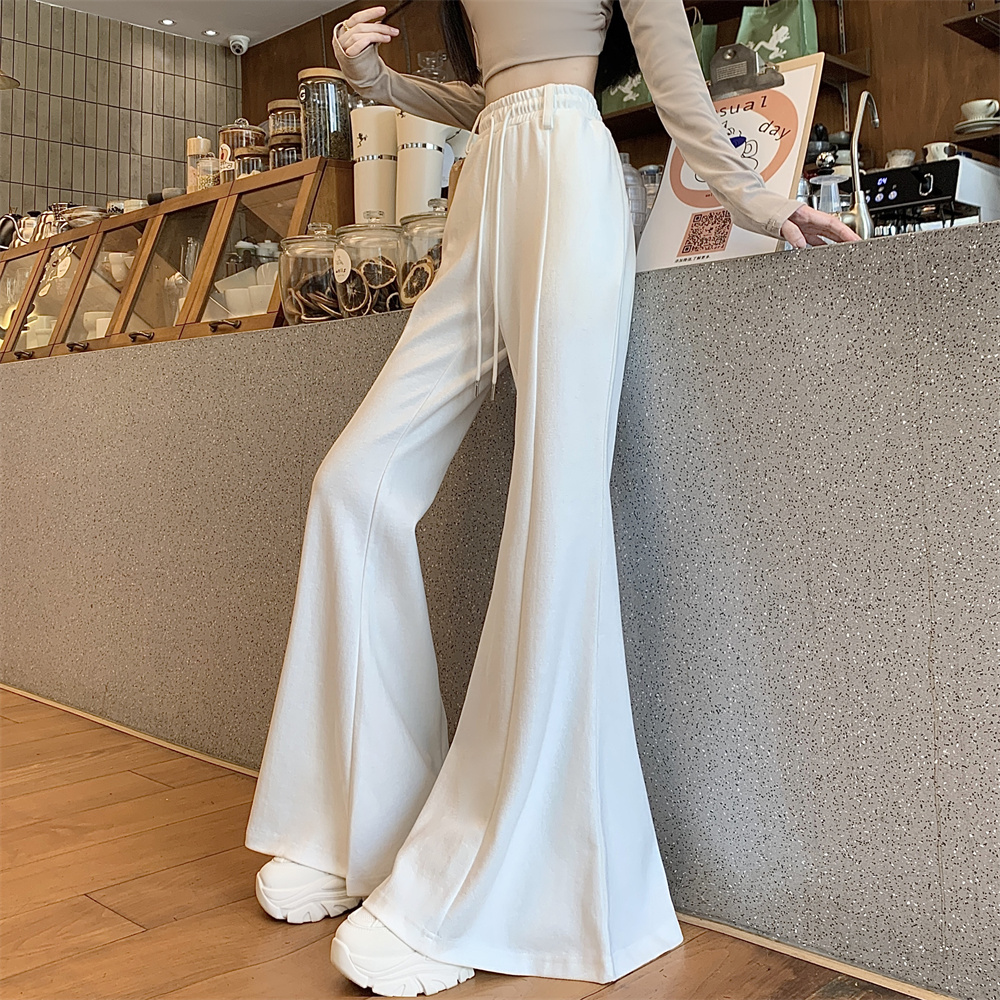 - Actual shot Spring new big bell bottom wide-leg high-waisted flowy slimming versatile casual sport pants