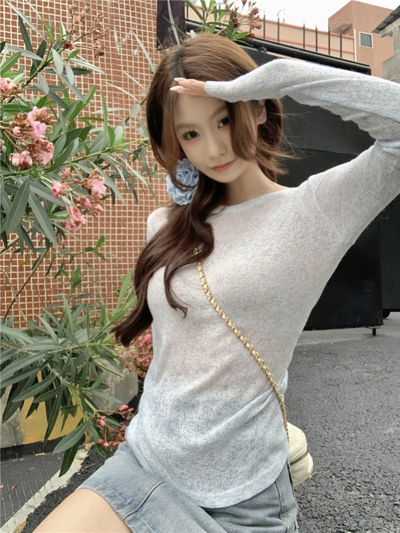 Real photo Thin sunscreen long T-shirt round neck cool hood 10 colors