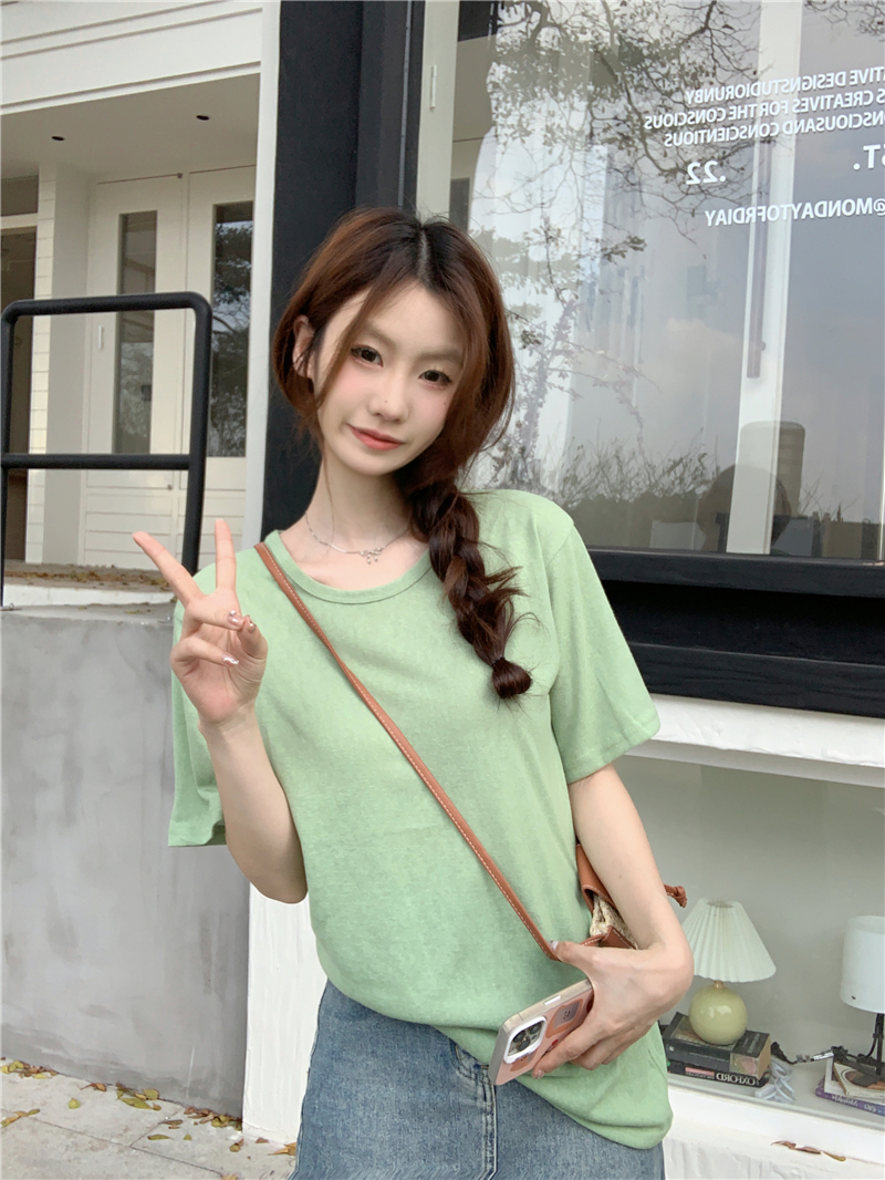 Real photo of micro-transparent short-sleeved snowflake linen T-shirt women's summer new trendy V-neck tops ins trendy
