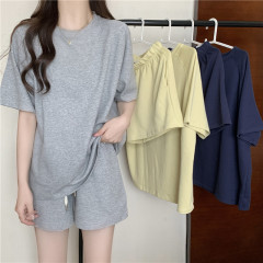 實拍風套裝女夏季薄款寬鬆顯瘦休閒百搭短袖短褲兩件套潮