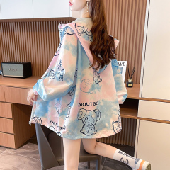 實拍2025夏季寬鬆休閒洋氣百搭薄款拉鏈開衫防曬服外套女