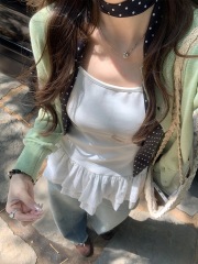 Exquisite double-layer cake hem sweet base top for women