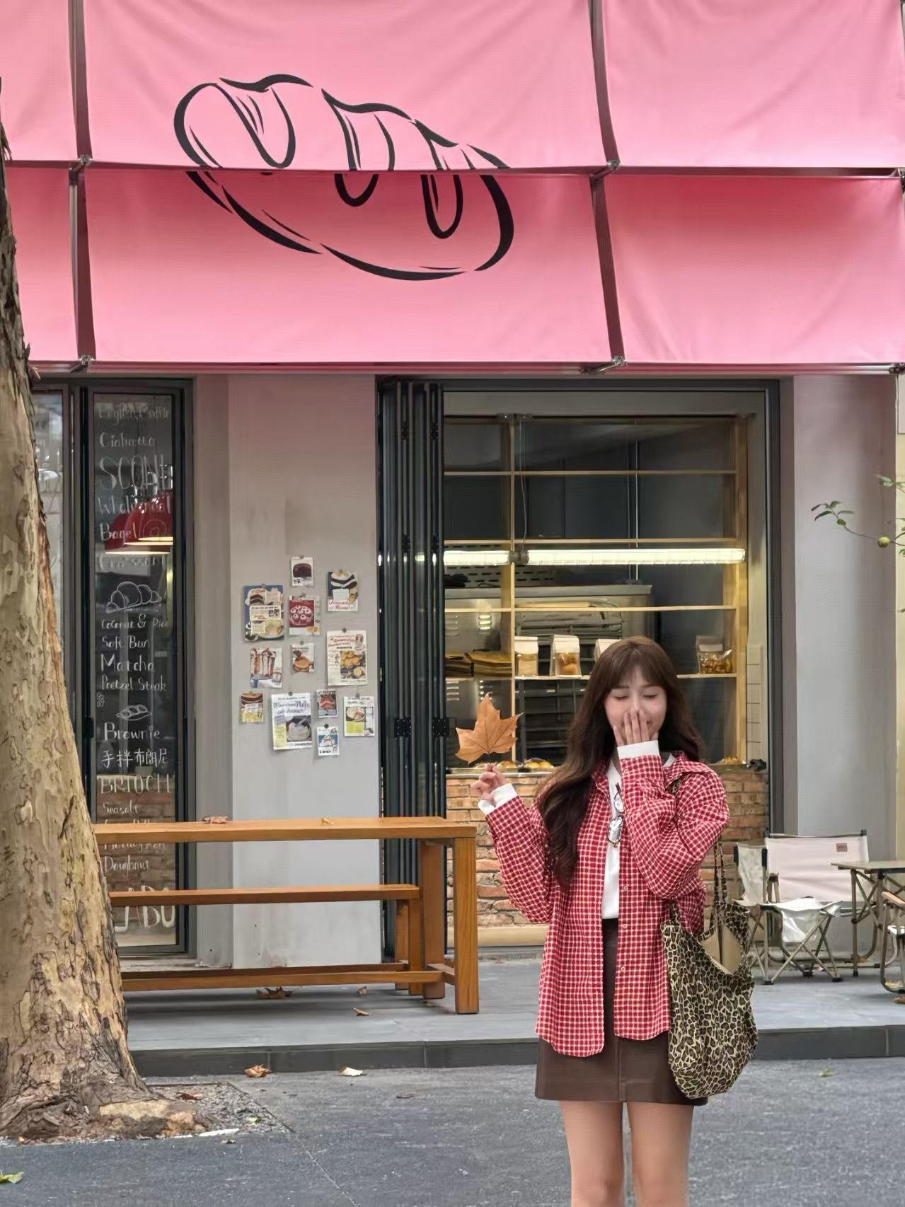 Japanese retro spring and summer red plaid long-sleeved shirt for women Korean style versatile loose and sweet design layered top