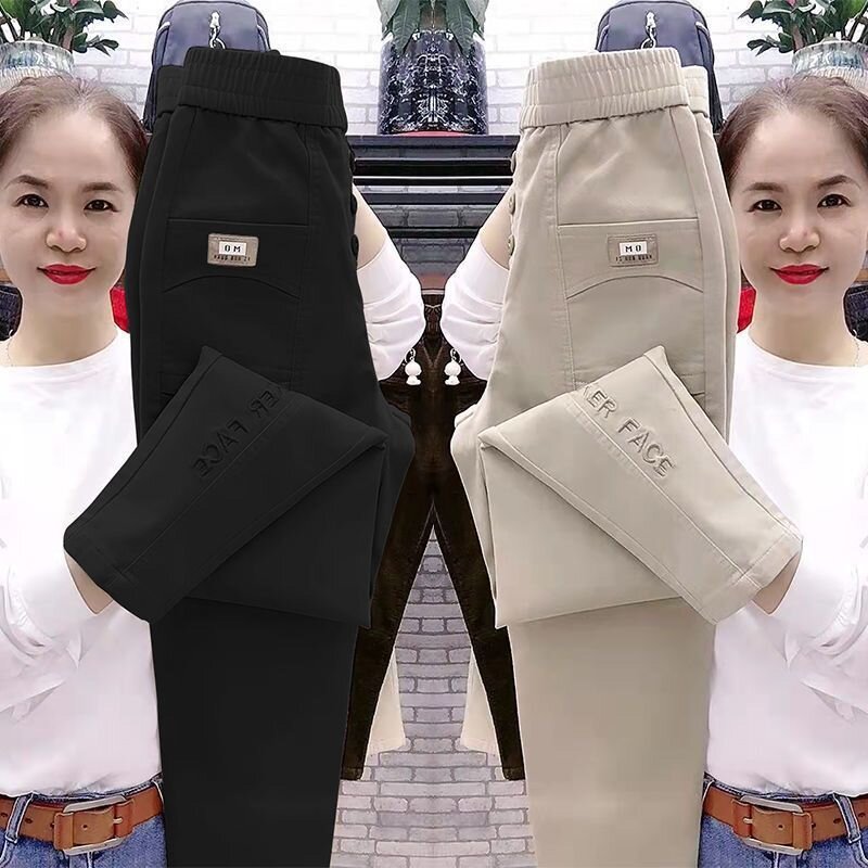 Women's Summer High-Waist Elasticated Denim Shorts Loose Fitting Straight Leg Father Jeans for Fat Women